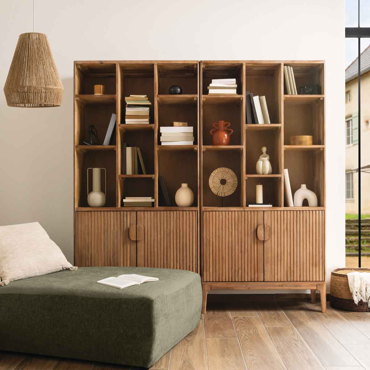 Estantería SABOR marrón de mdf con 2 puertas 190cm