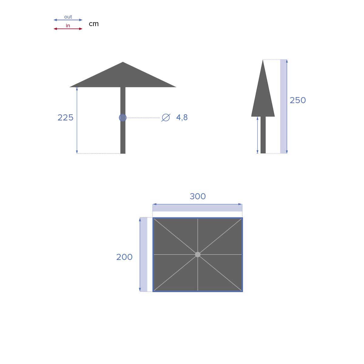Parasol LOOMPA gris ardosia 2x3m