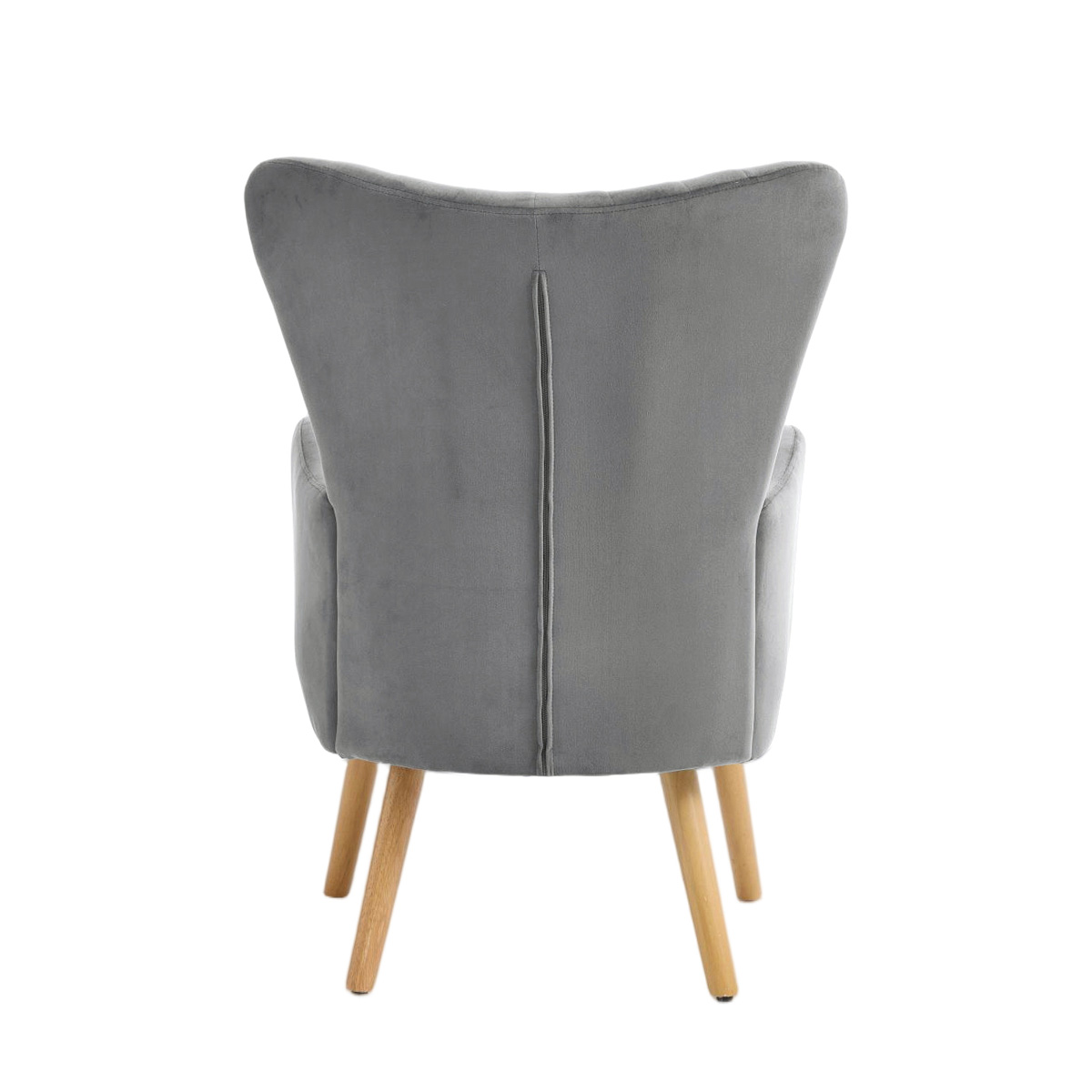 Butaca DIANA gris de terciopelo y madera