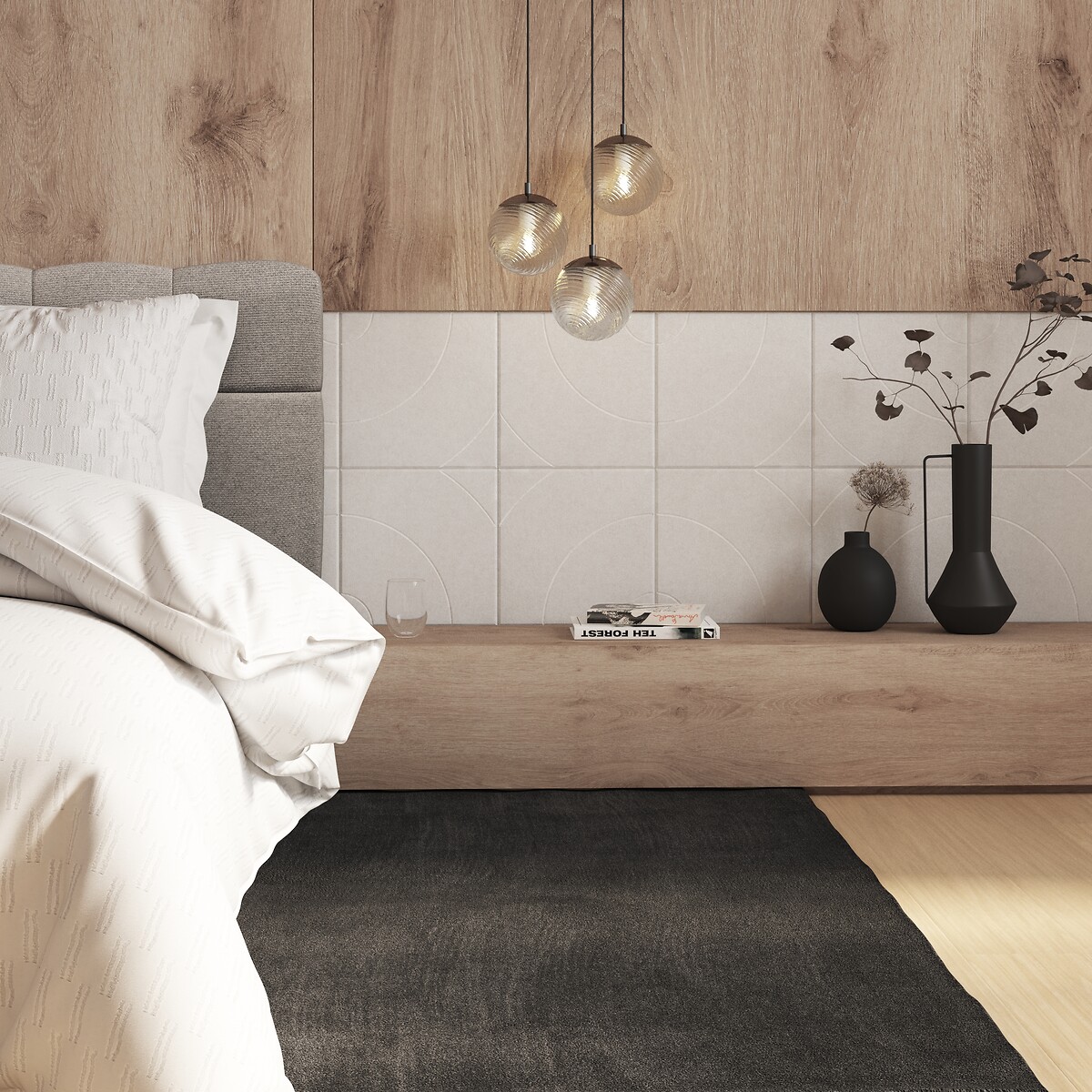 Juego 4 paneles decorativos ARCH gris 30x30cm