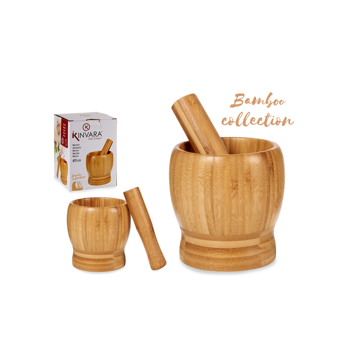 Almofariz Em Bambu Com Pilão