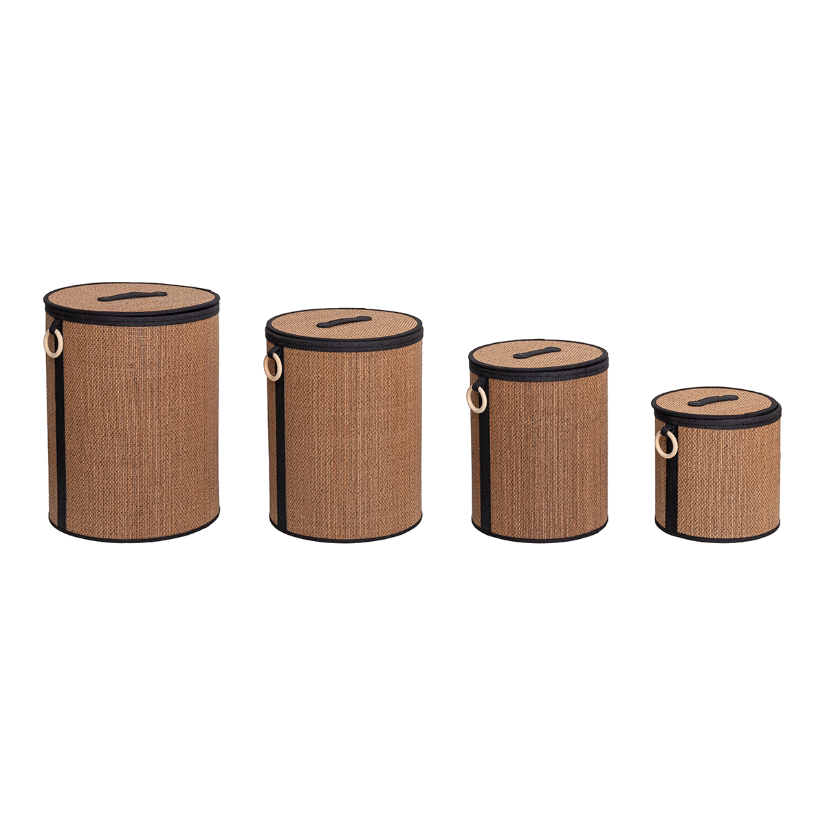 Cesta para colada con tapa y asa de madera 48cm
