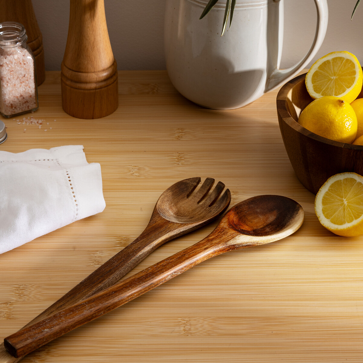 Juego 2 cubiertos de madera acacia para ensalada