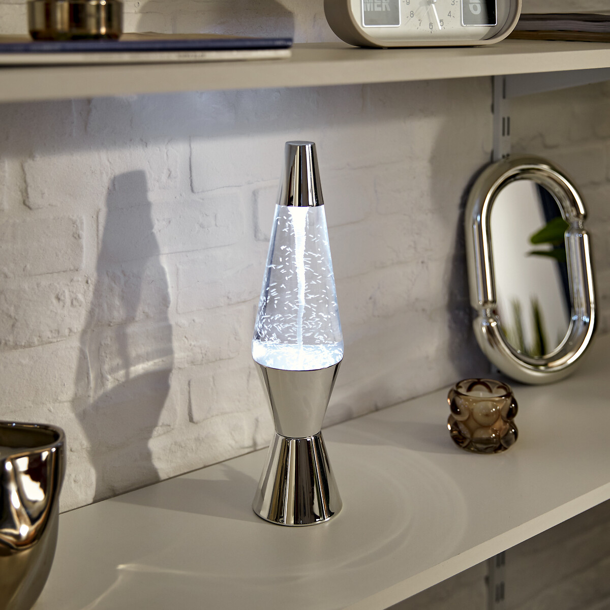Lámpara de mesa LAVA plateada 36,5x9cm