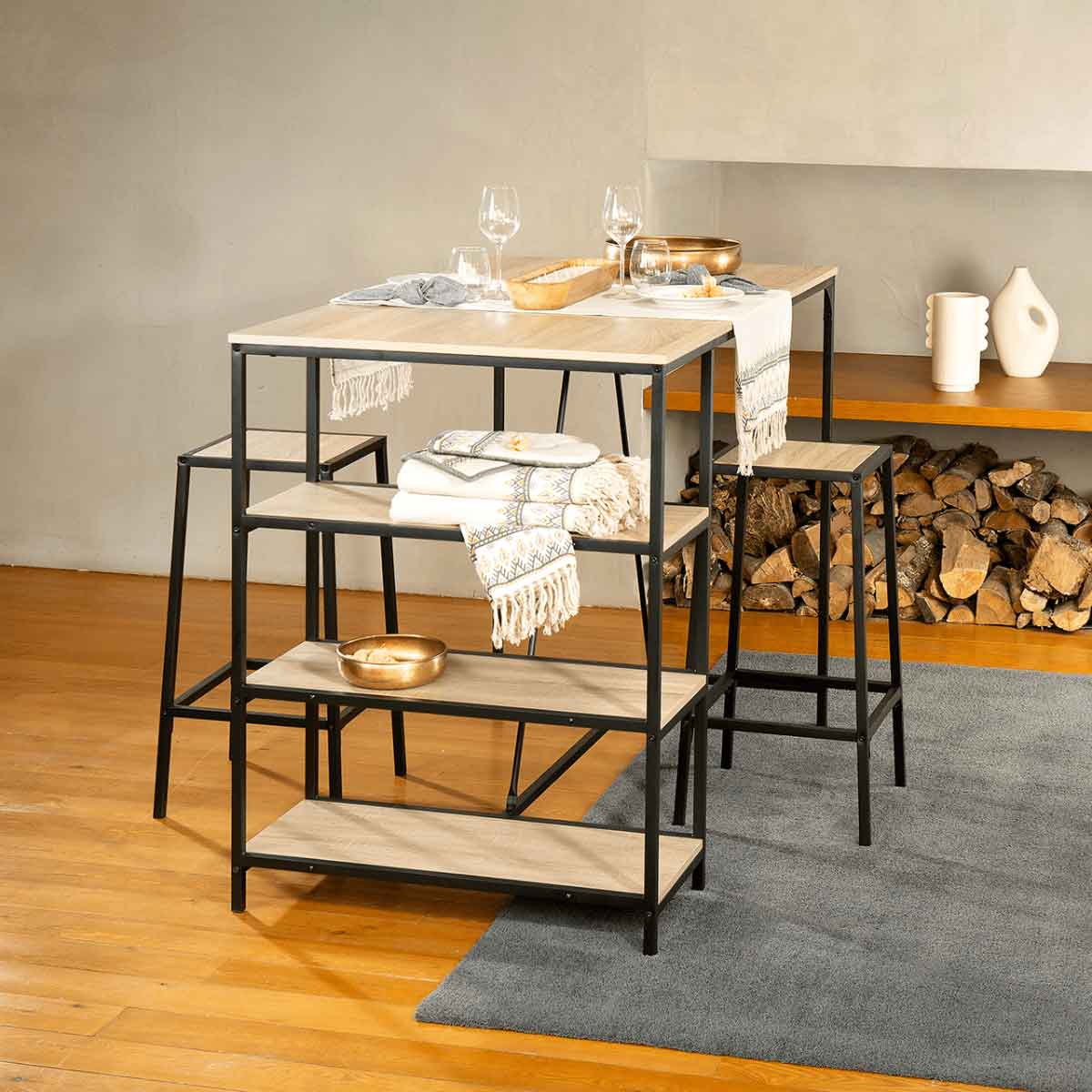 Juego de 2 taburetes de bar ALIAJ negro