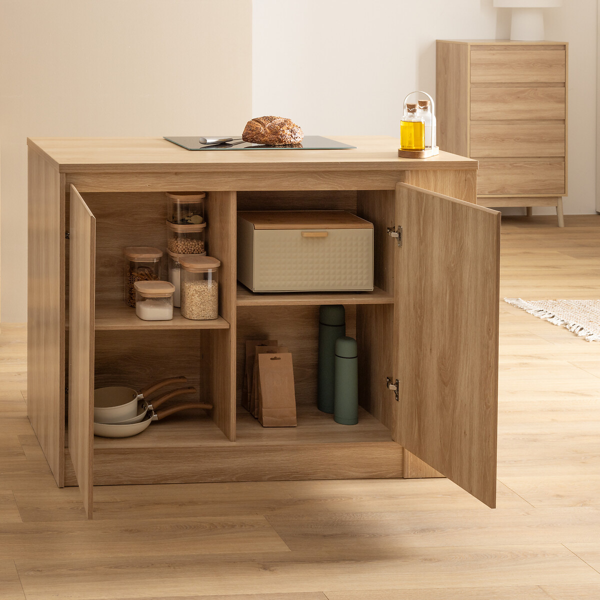 Isla de cocina ABAN beige de mdf