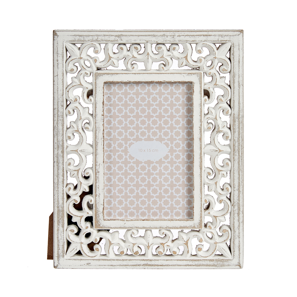 Portarretrato Madera Tallada Blanca 10x15cm