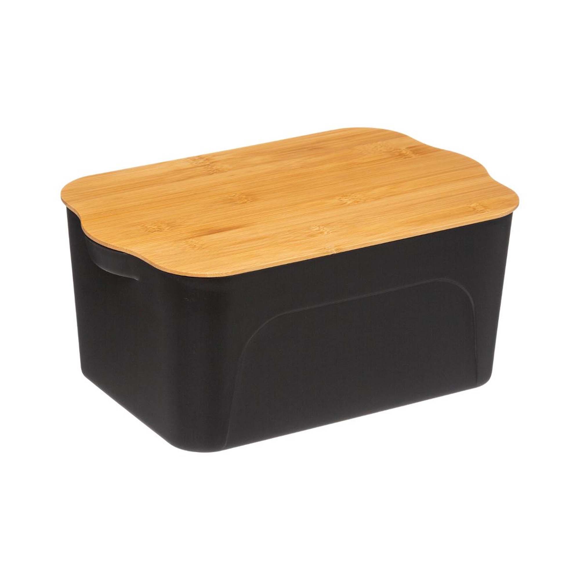 Caja de almacenaje negar c/tapa de bambú 6.5l