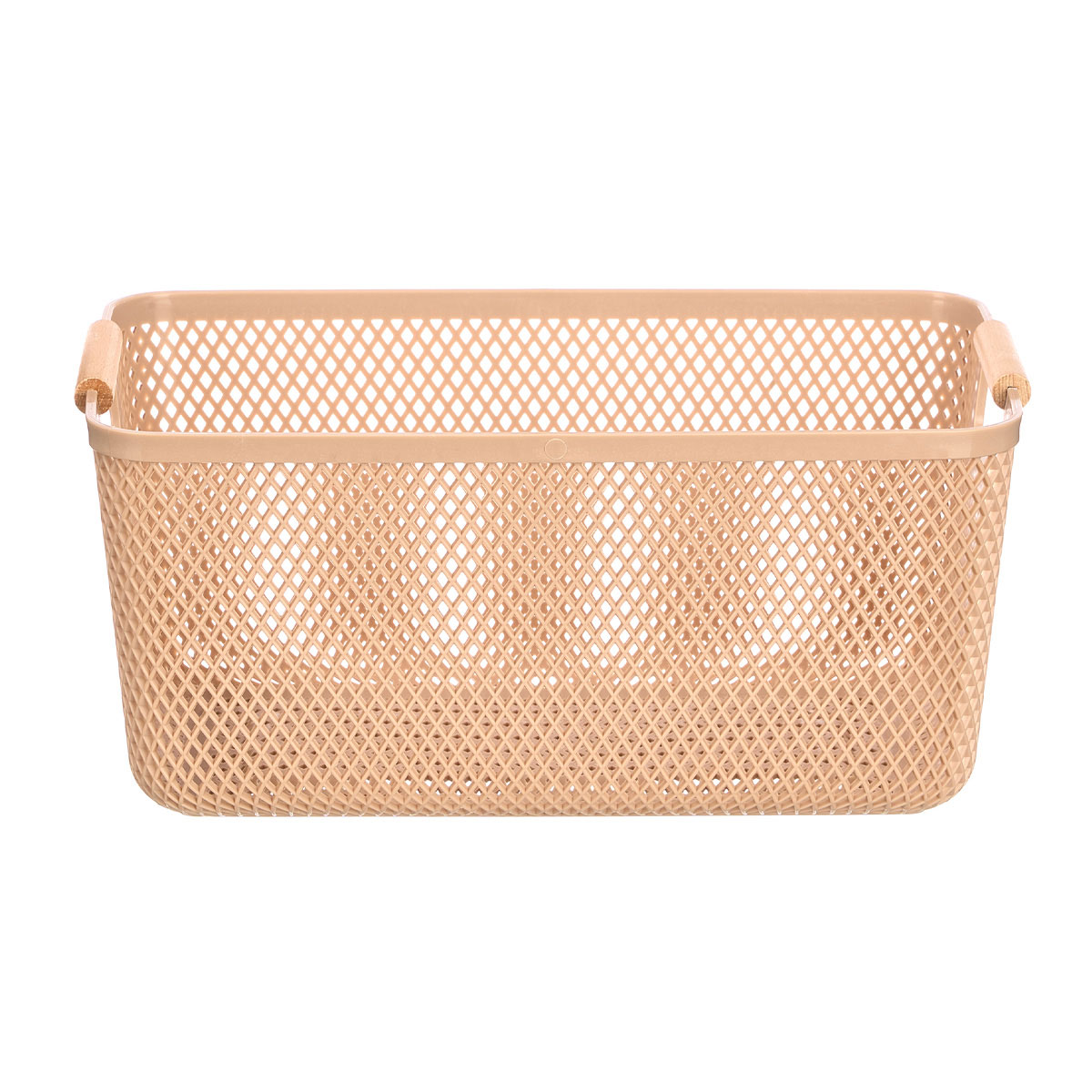 Cesto beige con asa de bamb&uacute; 32x20.5cm