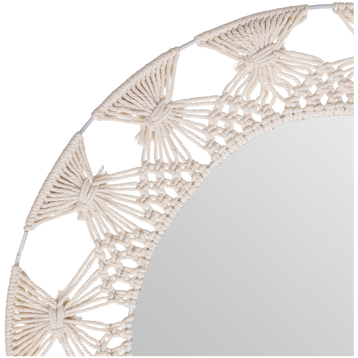 Espejo De Pared De Algod&oacute;n Beige 56Cm