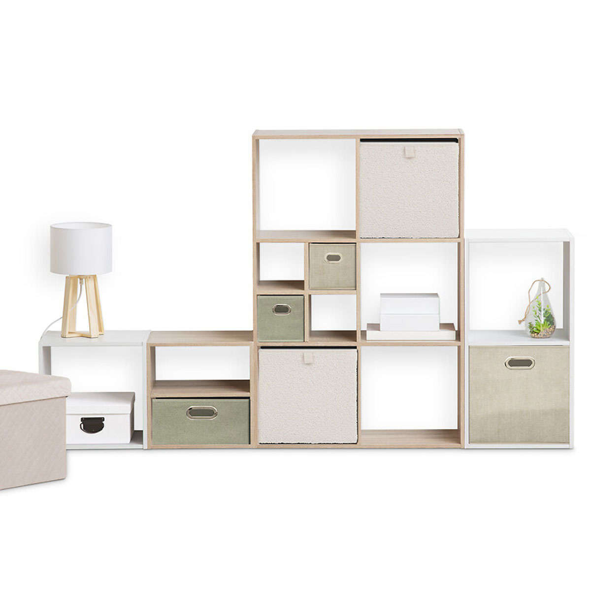 Caja organizadora blanca de boucl&eacute; 31x31cm