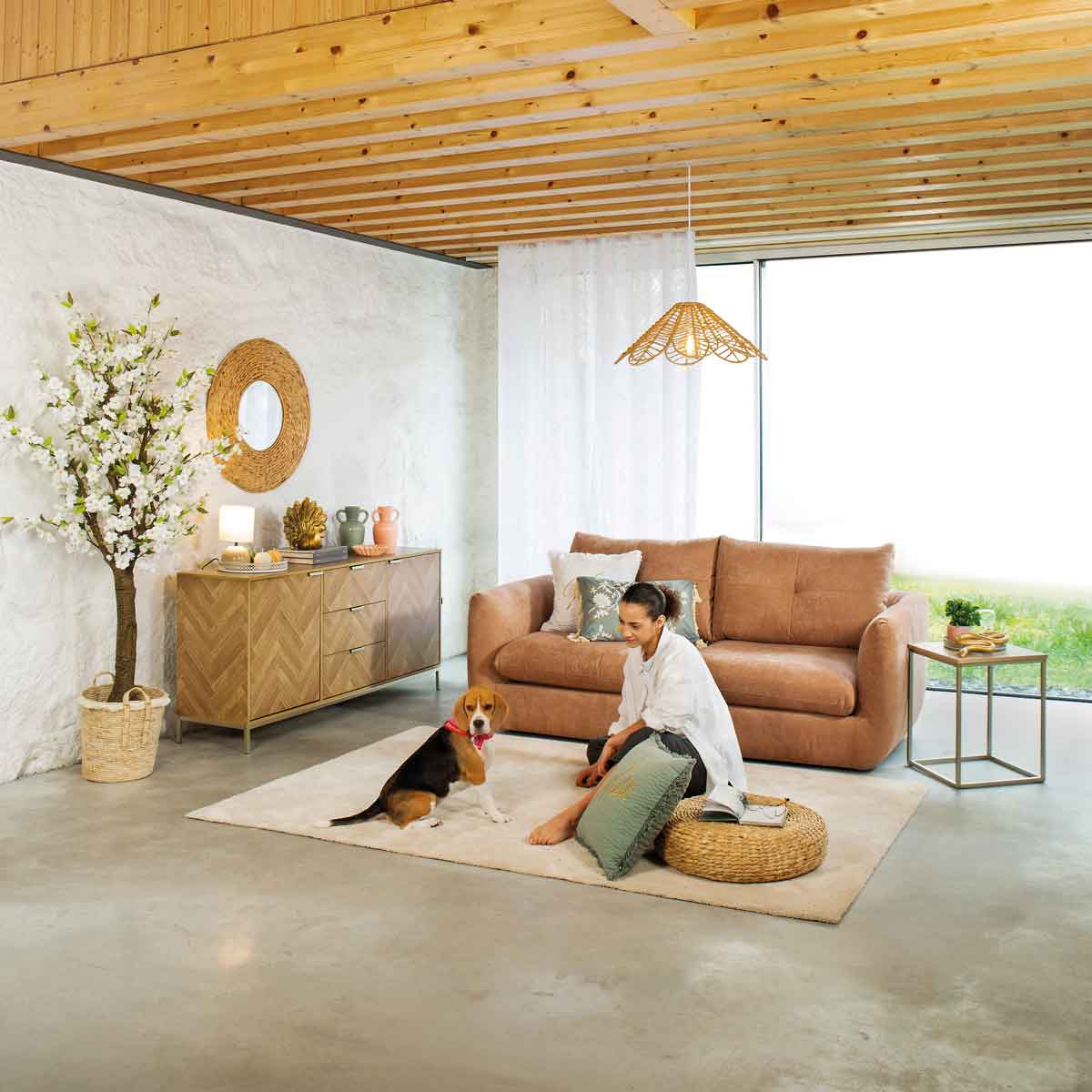 Mesa auxiliar CHEVRON beige