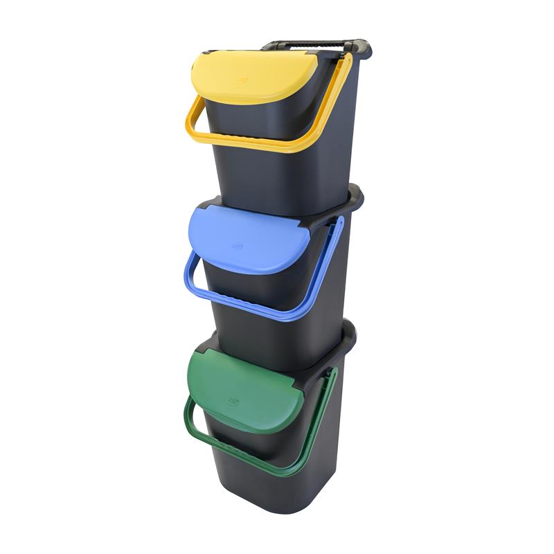 Juego de 3 cubos de reciclaje con asa de seguridad