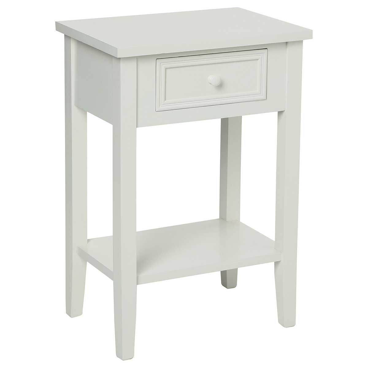 Mesa auxiliar CHARME blanca con 1 cajón