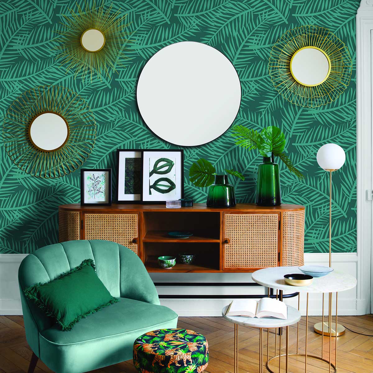 Espejo de pared ALICE redondo negro 76cm