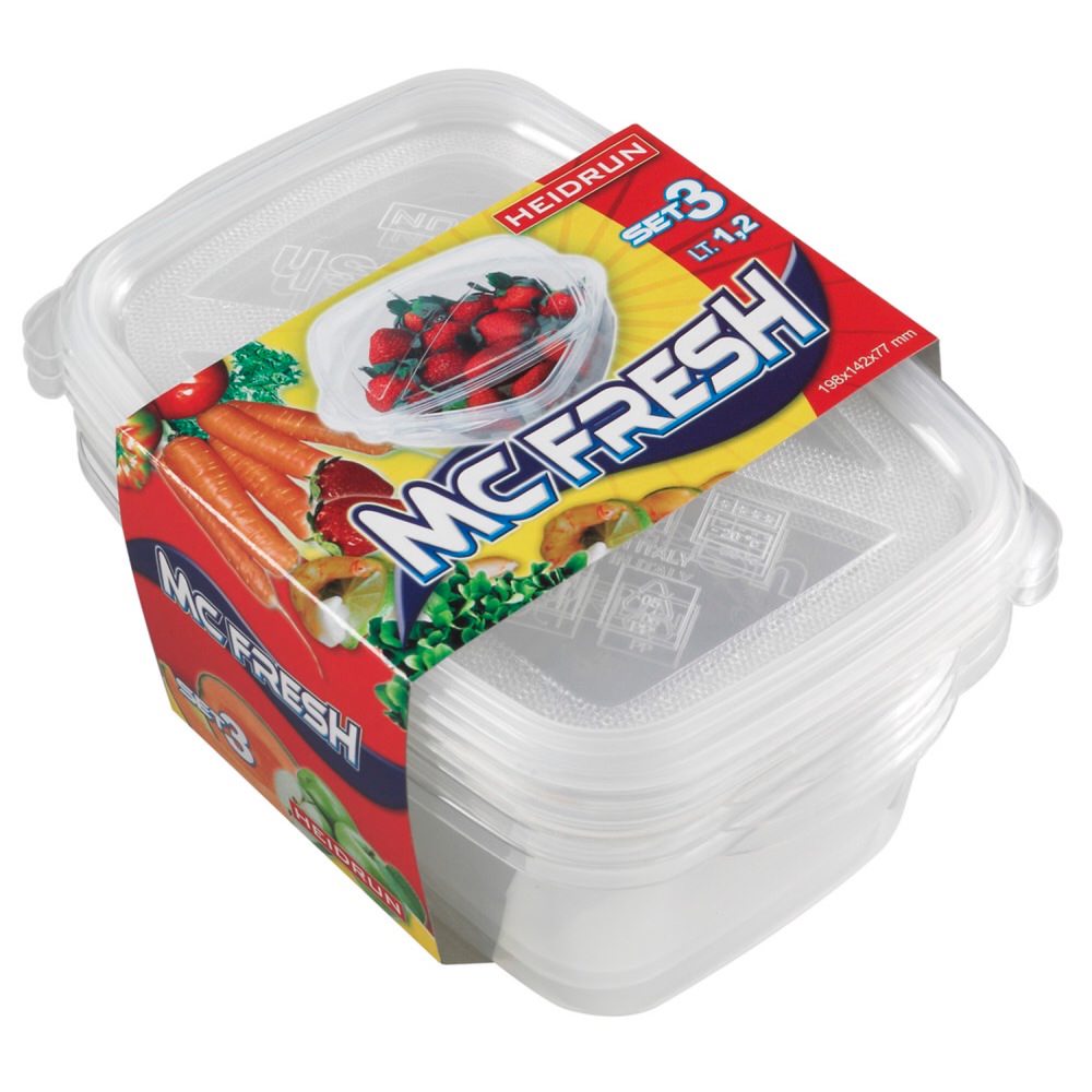 Juego 3 Recipientes Rect. Pl&aacute;stico 1.2L