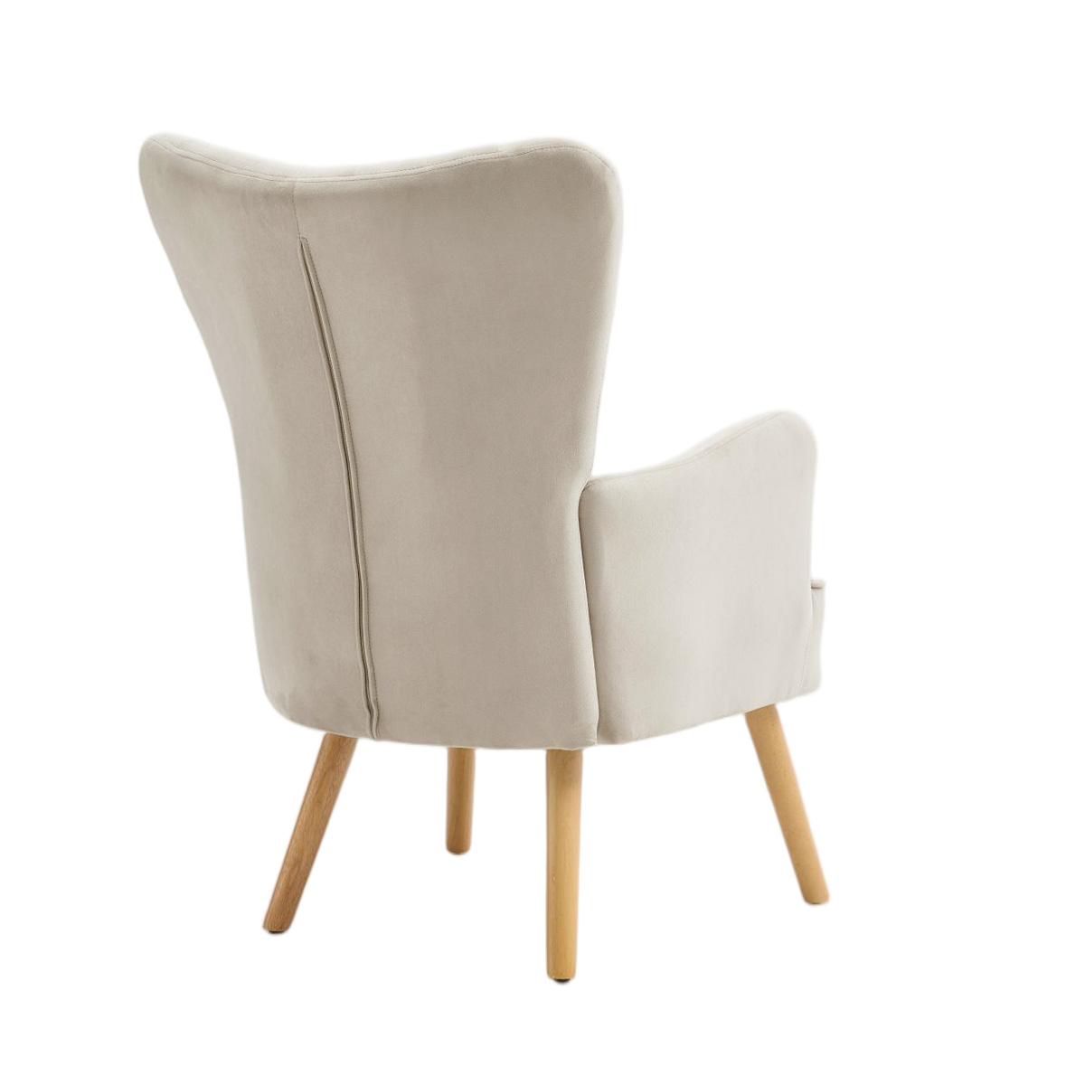 Butaca DIANA taupe de terciopelo y madera