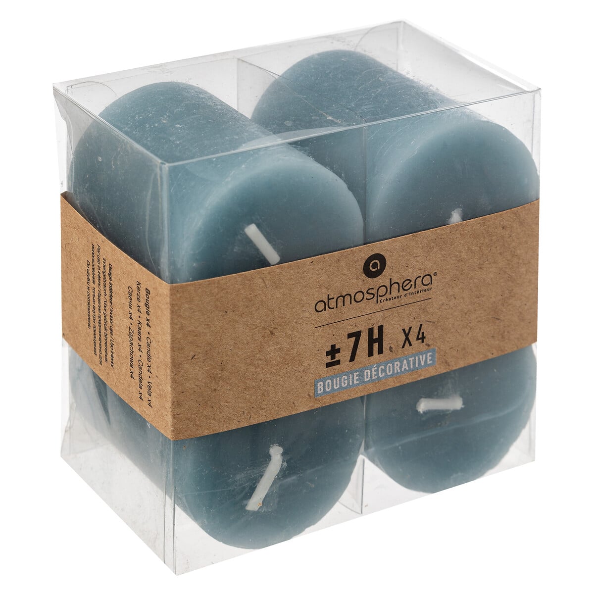 Paquete 4 Velas Votivas Olia Azul 4.5 cm