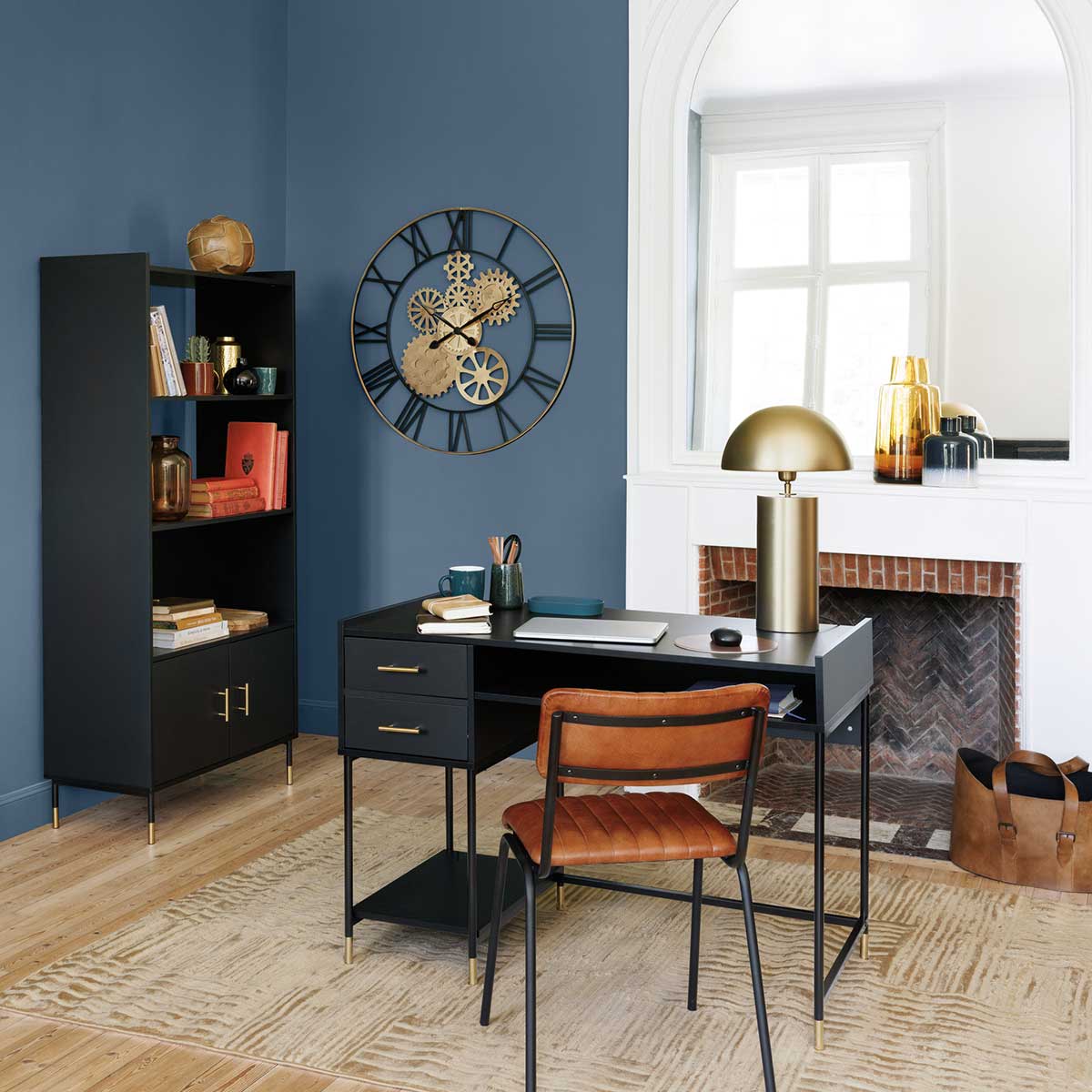 Estantería TEDY negro 2 puertas mdf e metal 170cm