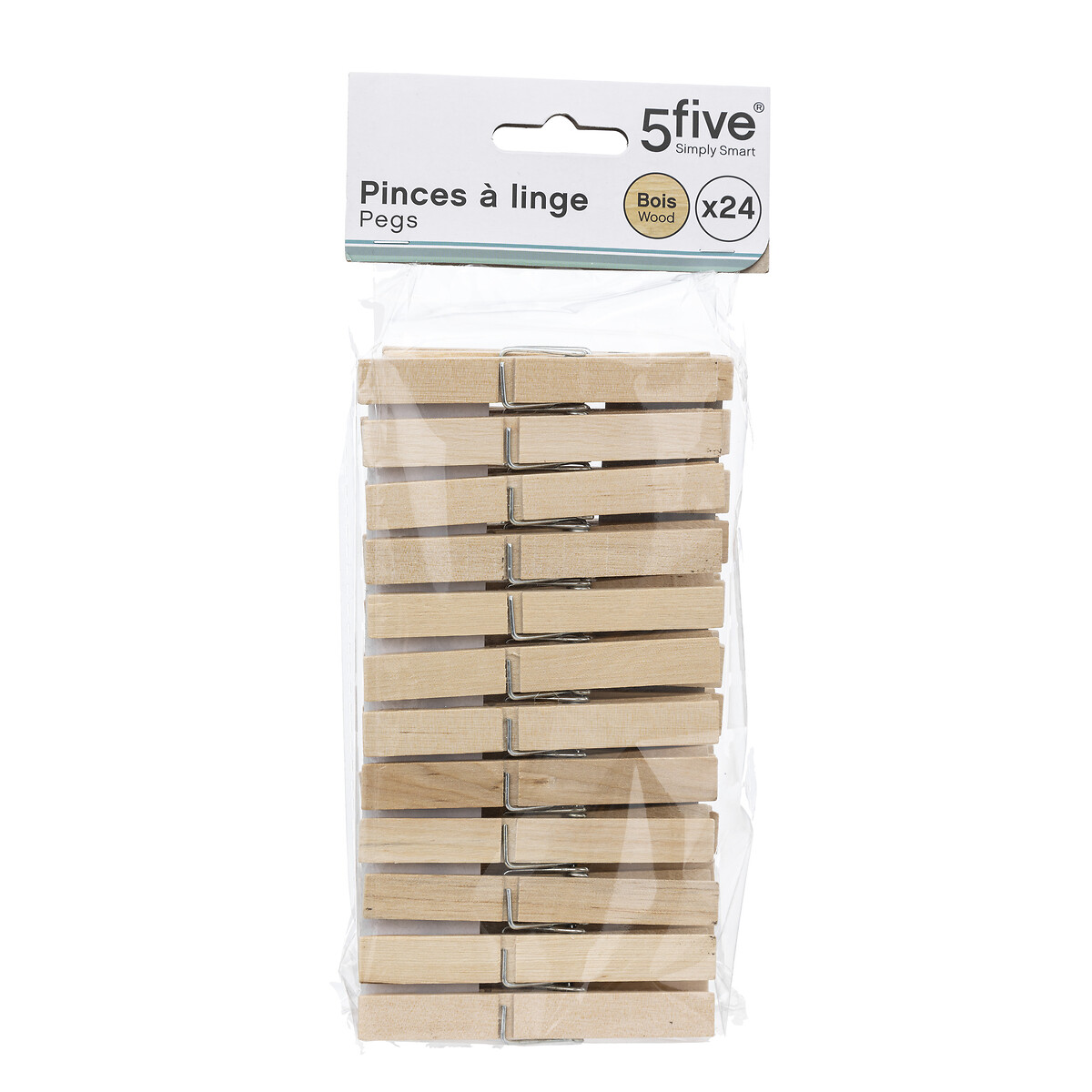 Set 24 Pinzas De Madera Para Ropa 