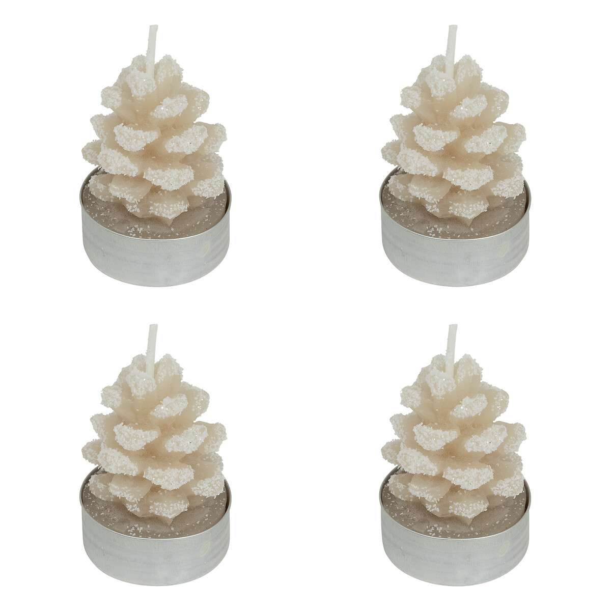 Set de 4 velas pi&ntilde;a en beige
