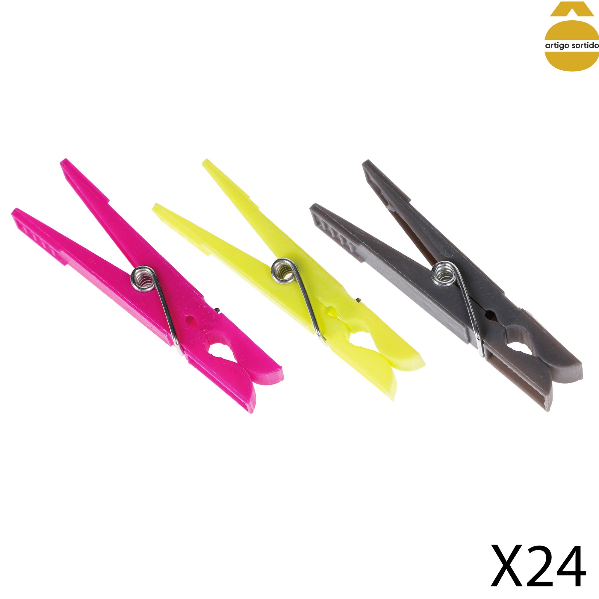 Set 24 Pinzas Coloridas P/Ropa Plast.