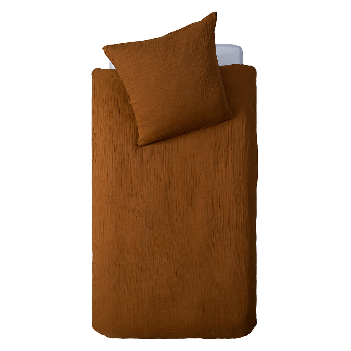 Funda nórdica y funda de cojín de gasa terracota