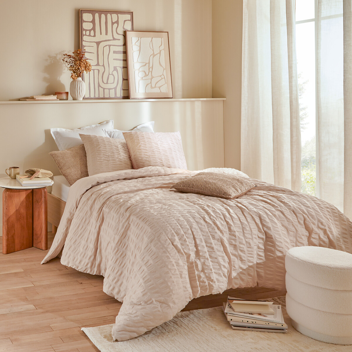 Juego de cama doble 2 fundas almohada IRHIA beige