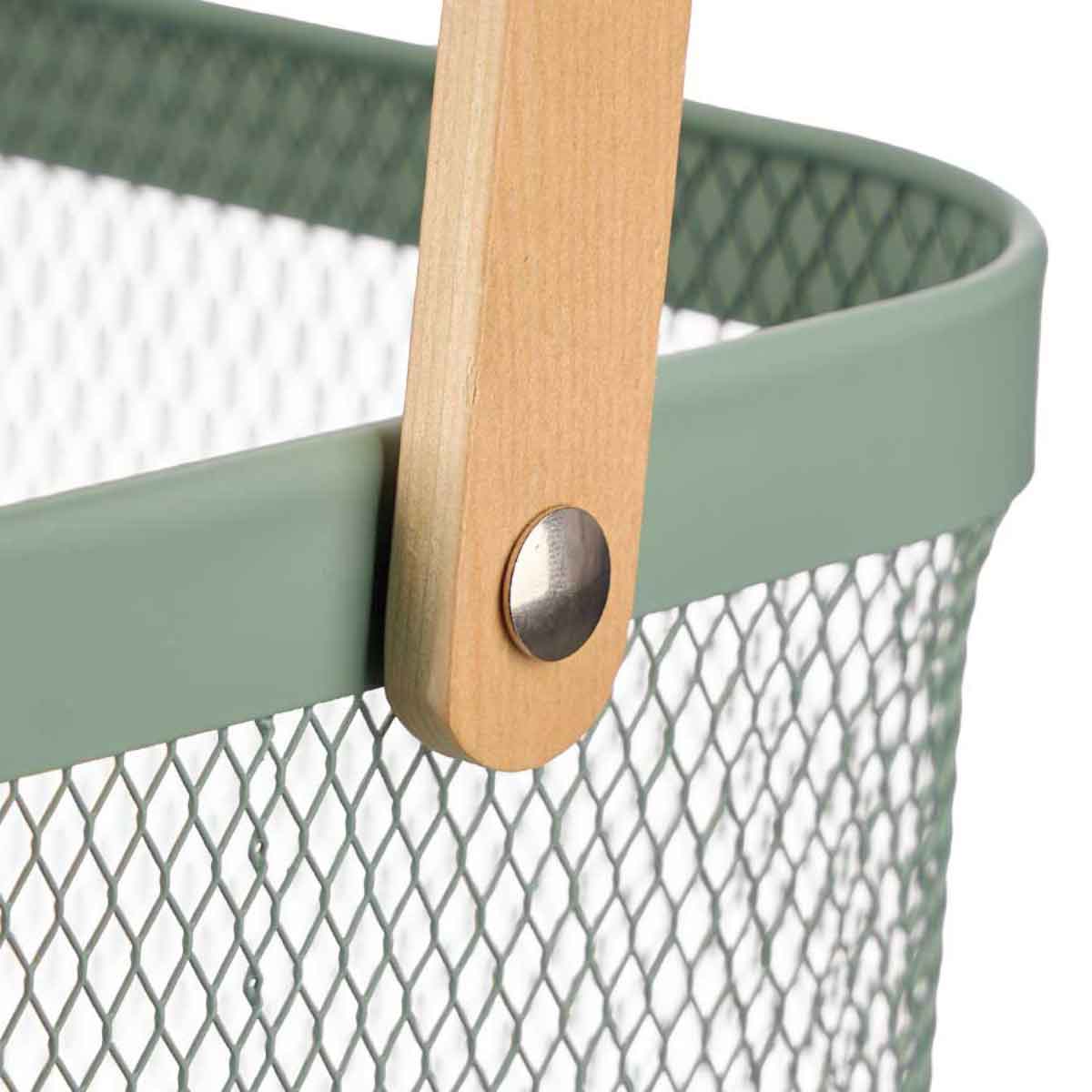 Cesta cuadrada de metal verde